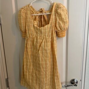 Reclaimed Vintage Yellow Plaid Midi Dress